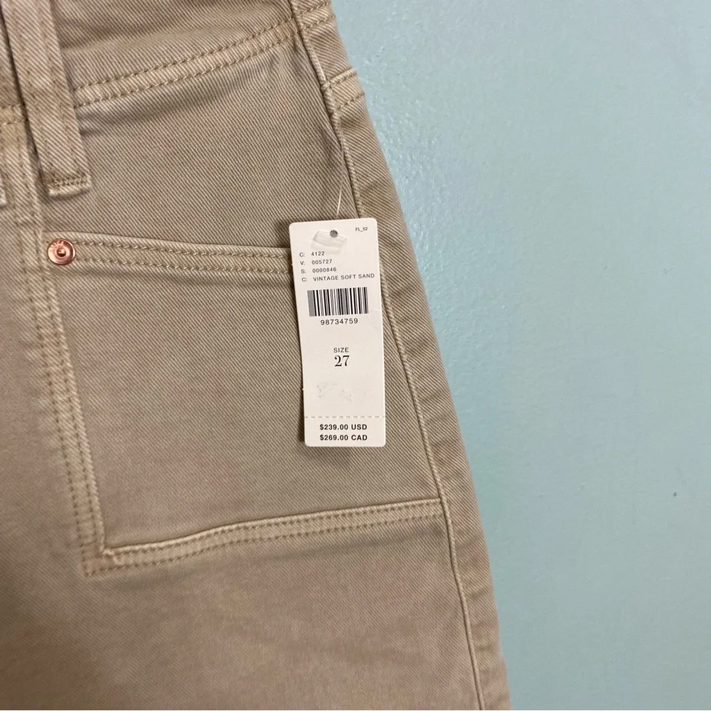 PAIGE Anessa Wide Leg Raw Hem Jeans Vintage‎ Soft Sand Size 27 - Picture 2 of 6